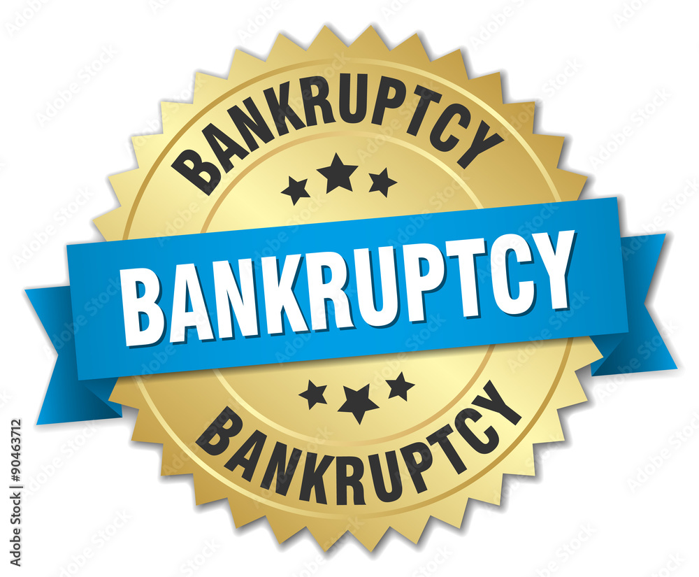 bankruptcy 3d gold badge with blue ribbon bankruptcy 3d gold badge with blue ribbon