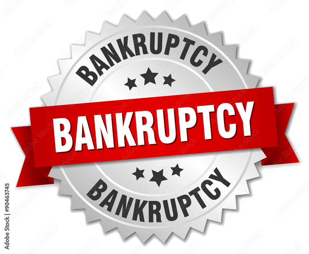 bankruptcy 3d silver badge with red ribbon bankruptcy 3d silver badge with red ribbon
