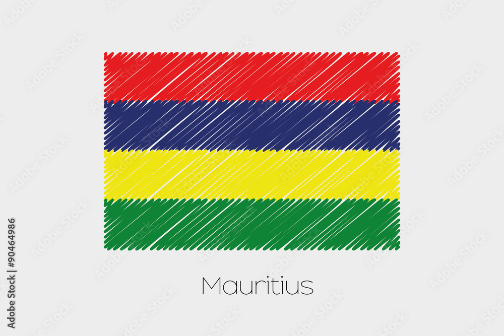 Obraz premium Scribbled Flag Illustration of the country of Mauritius