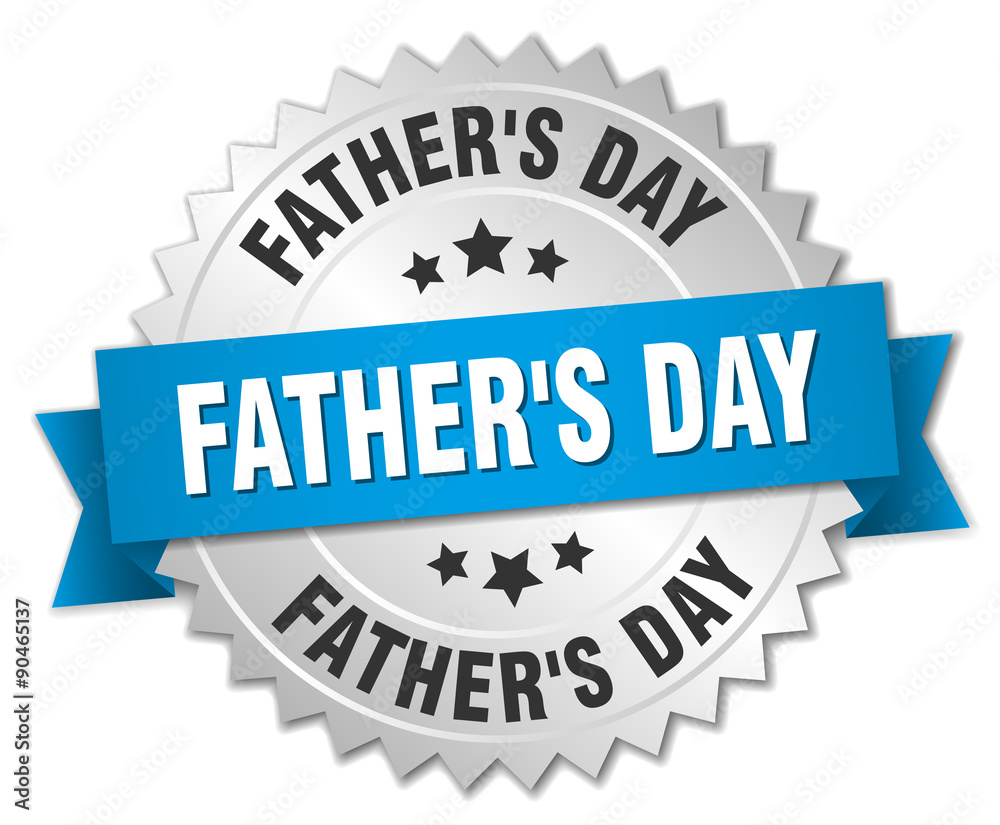 father's day 3d silver badge with blue ribbon father's day 3d silver badge with blue ribbon