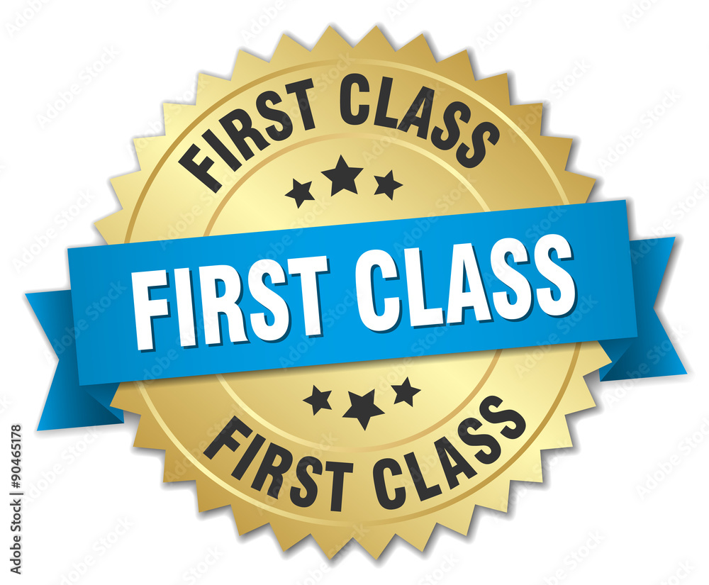 first class 3d gold badge with blue ribbon first class 3d gold badge with blue ribbon