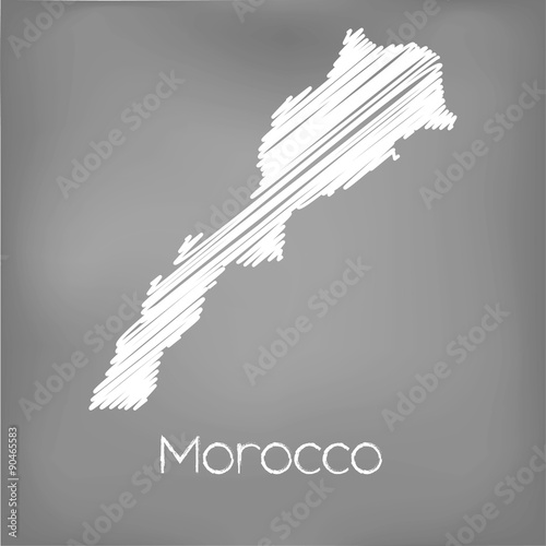 Obraz na plátně Scribbled Map of the country of Morocco