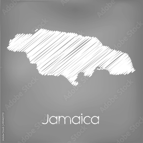 Scribbled Map of the country of Jamaica