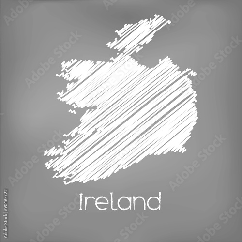 Scribbled Map of the country of Ireland