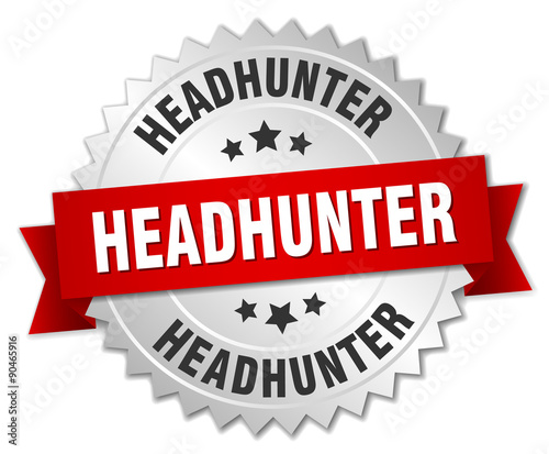 headhunter 3d silver badge with red ribbon