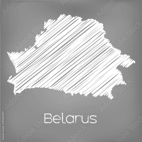 Scribbled Map of the country of Belarus