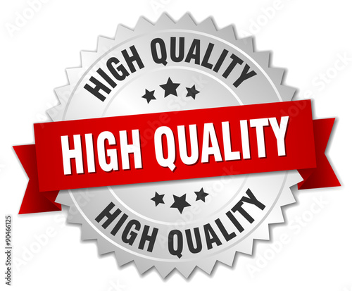 high quality 3d silver badge with red ribbon