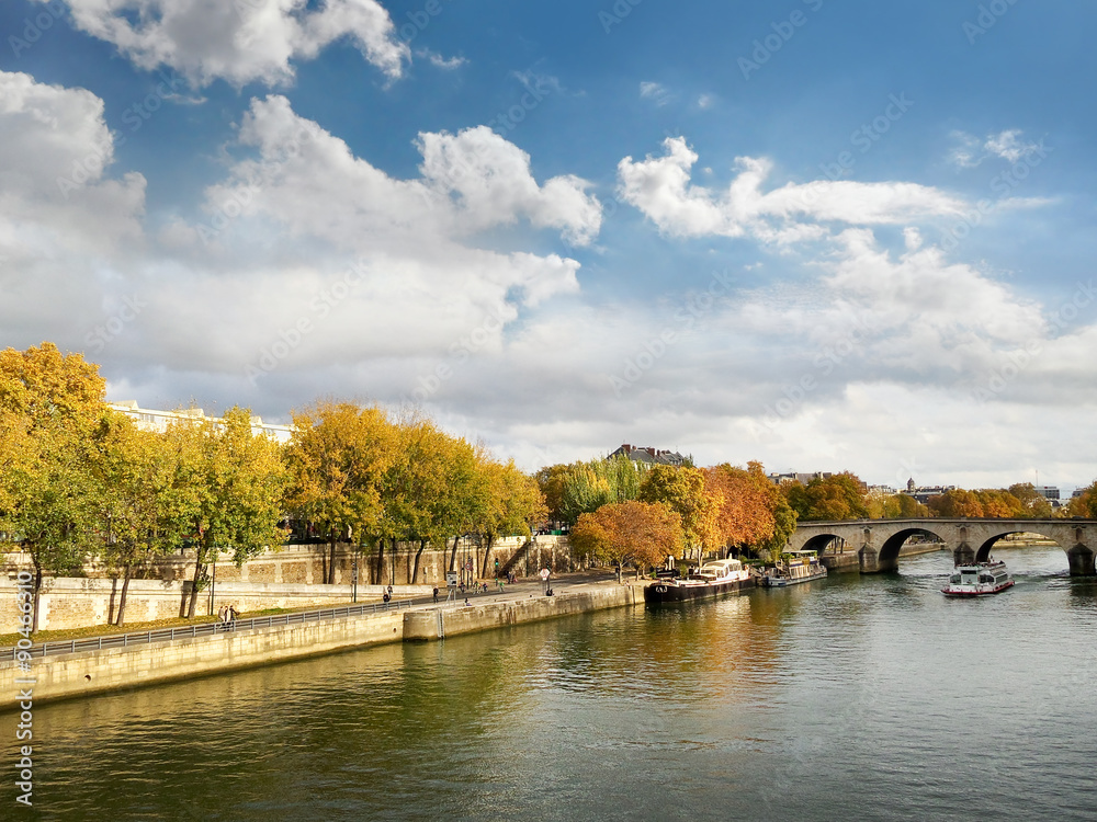 The river Seine in autumn, Paris France
