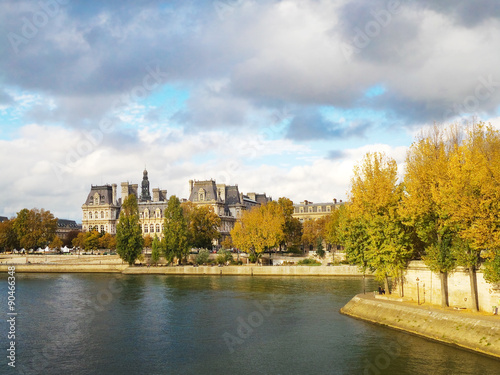 The river Seine in autumn, Paris France © Delphotostock