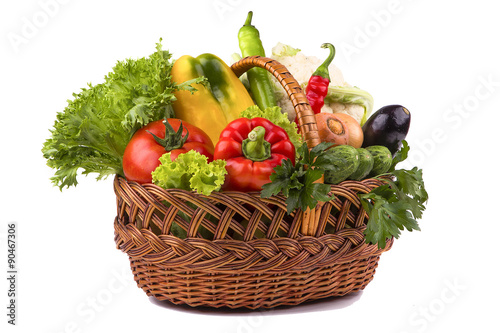 vegetable basket on the white background