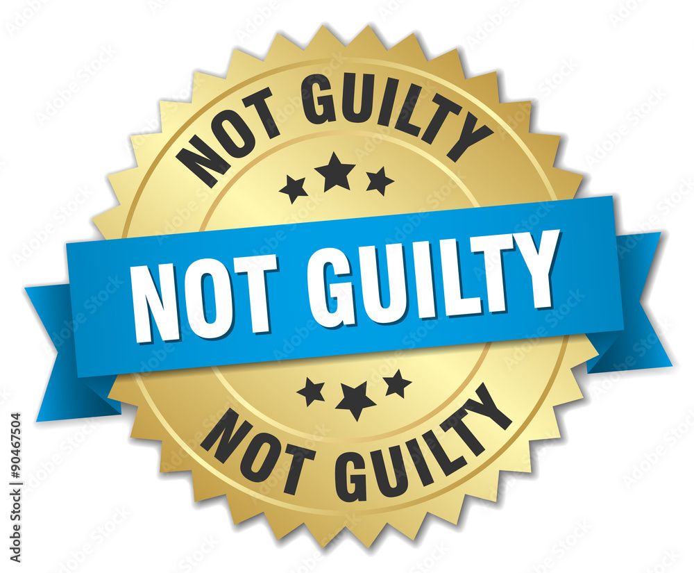 not guilty 3d gold badge with blue ribbon not guilty 3d gold badge with blue ribbon