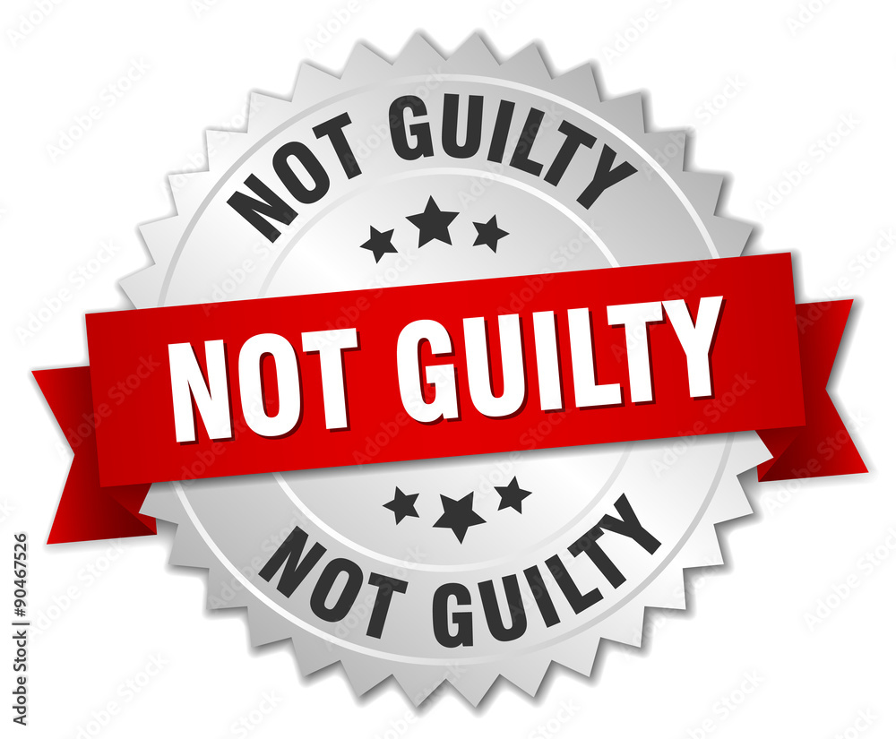 not guilty 3d silver badge with red ribbon not guilty 3d silver badge with red ribbon