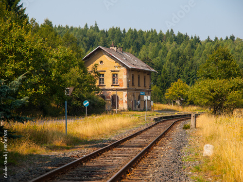 Small old railway station in rural area