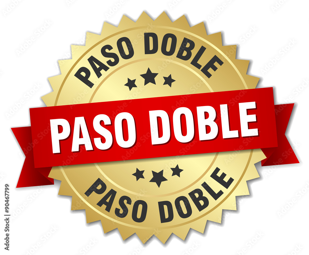 paso doble 3d gold badge with red ribbon paso doble 3d gold badge with red ribbon