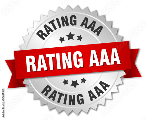 rating aaa 3d silver badge with red ribbon
