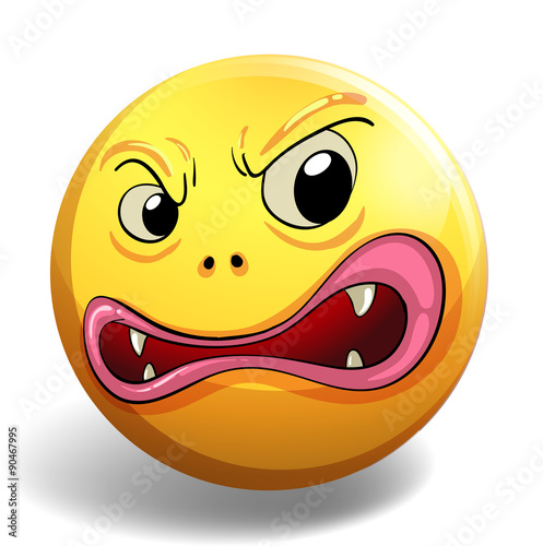 Angry face on yellow badge
