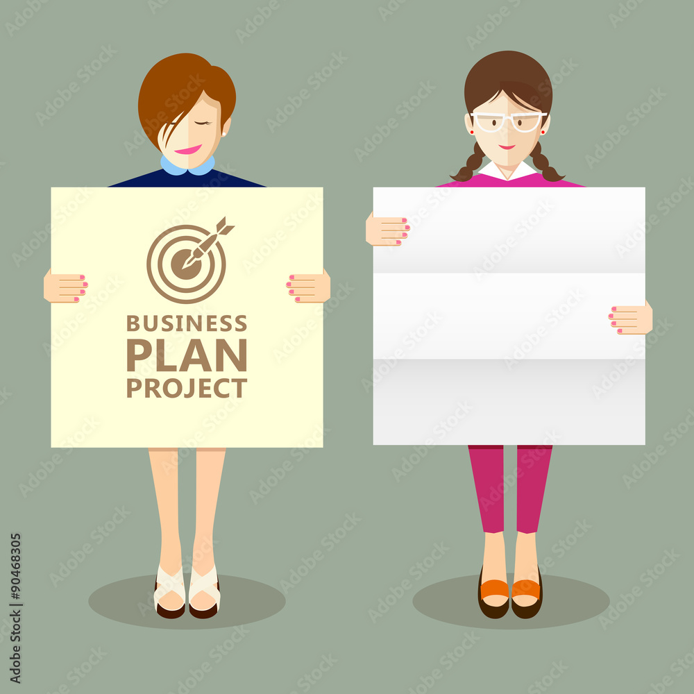 Business woman holding presentation project plan collections Business woman holding presentation project plan collections