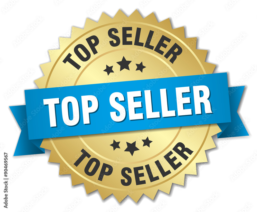 top seller 3d gold badge with blue ribbon top seller 3d gold badge with blue ribbon