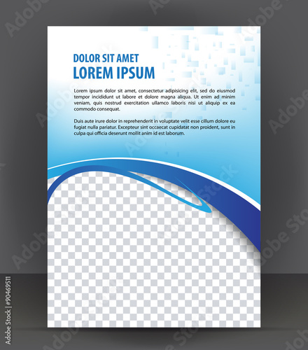 Magazine, flyer, brochure, cover layout design print template, blue vector Illustration