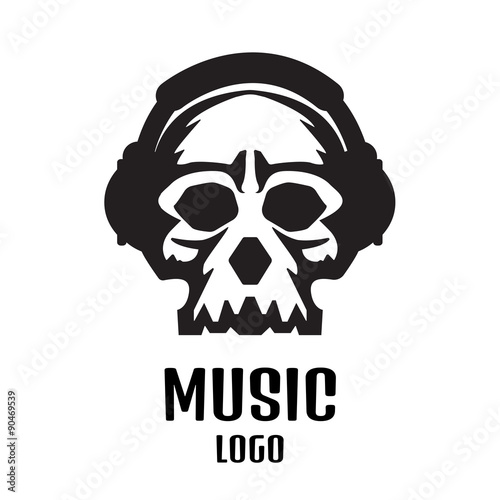 Sound studio logo. Music Skull logo