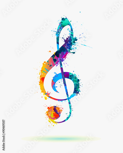 treble clef in rainbow colors