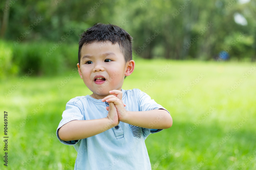 Asian baby boy with finger cross already for play Asian baby boy with finger cross already for play