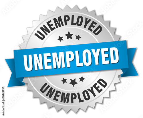 unemployed 3d silver badge with blue ribbon