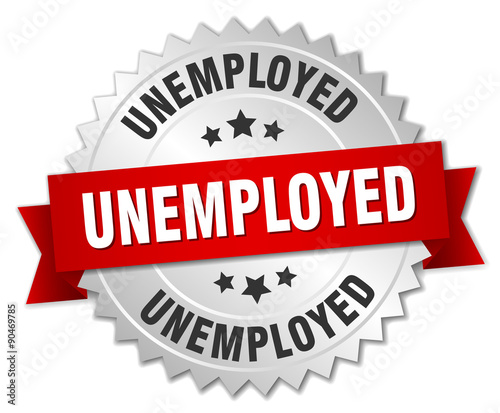 unemployed 3d silver badge with red ribbon