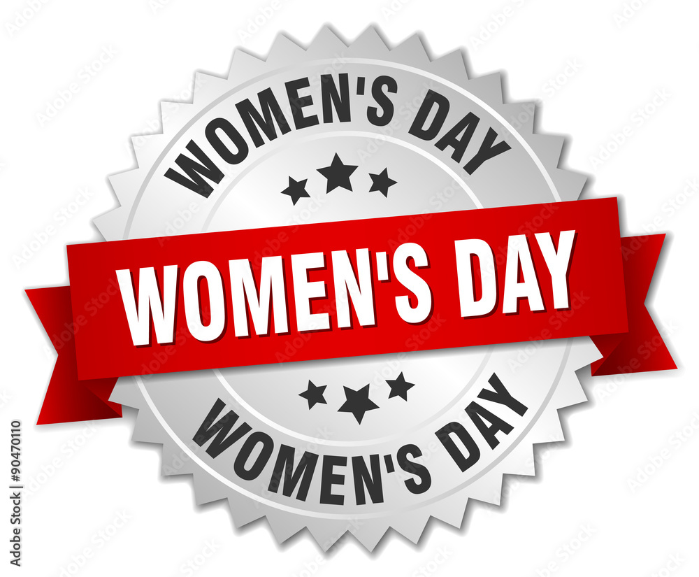 women's day 3d silver badge with red ribbon women's day 3d silver badge with red ribbon