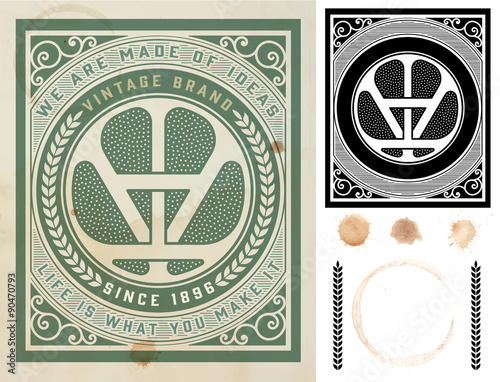 Old card with elements. Baroque style