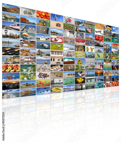 Big multimedia video and image wall of the TV screen