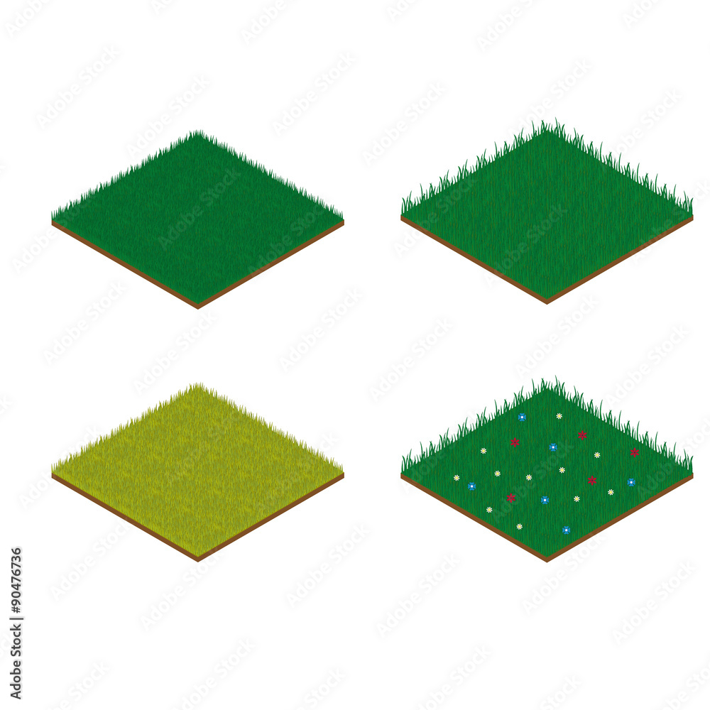 Obraz premium Set of isometric grass tiles