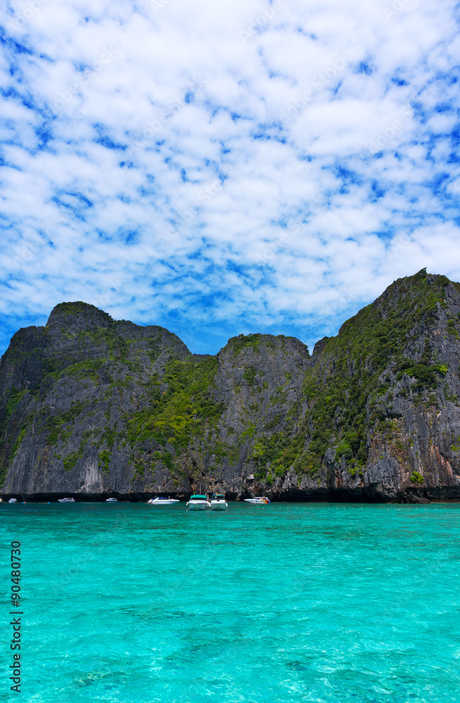Phi Phi Island was very famous island in Phuket, Thailand. Tourist come from everyway to visit here, the was crystal clear, can see the base ocean by nake eye. The natural mountain was amazing.