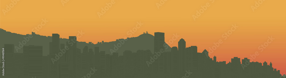 Contour of the big city on an ocean coast. Contour of the big city on an ocean coast.