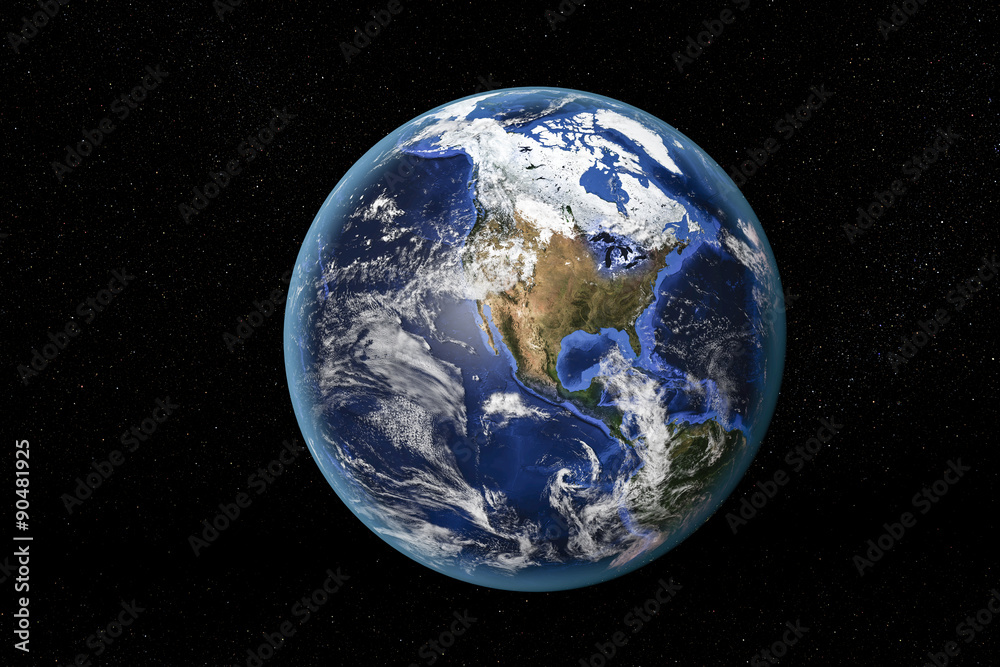 Detailed view of Earth from space, showing North America. Elements of this image furnished by NASA - obrazy, fototapety, plakaty 