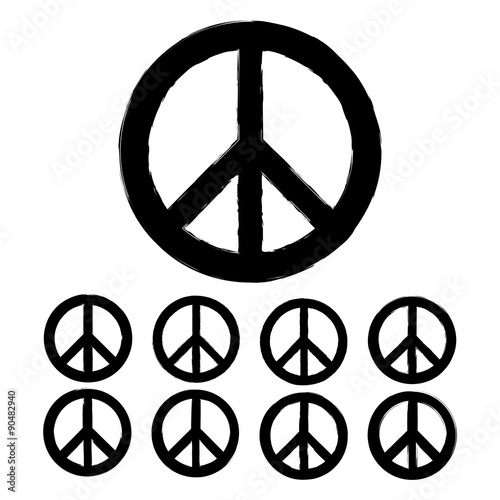 Black peace symbol in grunge style