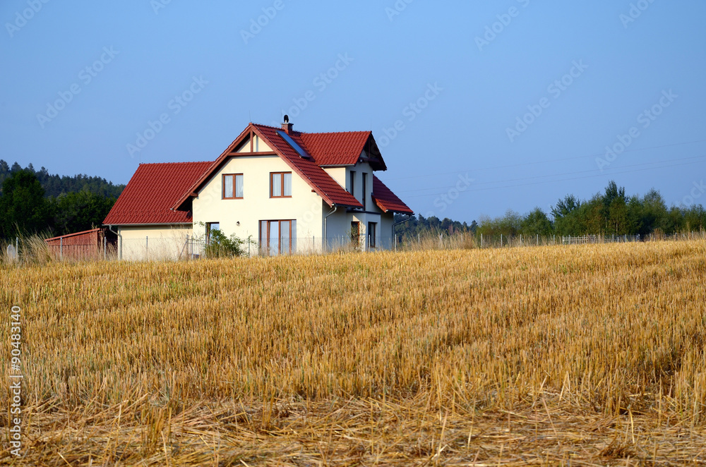 Landscape with field and house