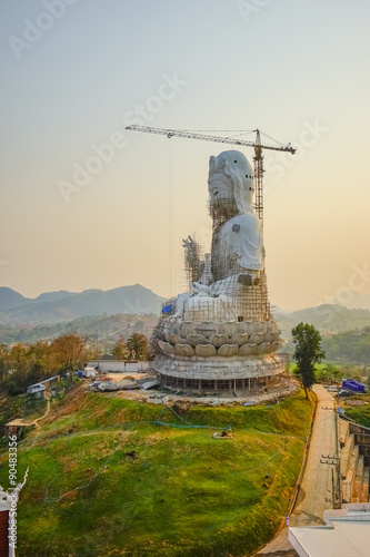 Guan Yin statue under construction, Wat huay pla kang