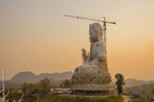 Guan Yin statue under construction  Wat huay pla kang