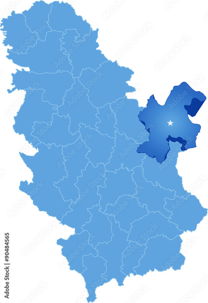 Map of Serbia, Subdivision Bor District Map of Serbia, Subdivision Bor District