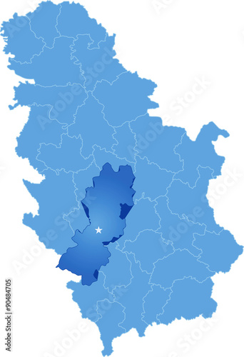 Map of Serbia  Subdivision Raska District