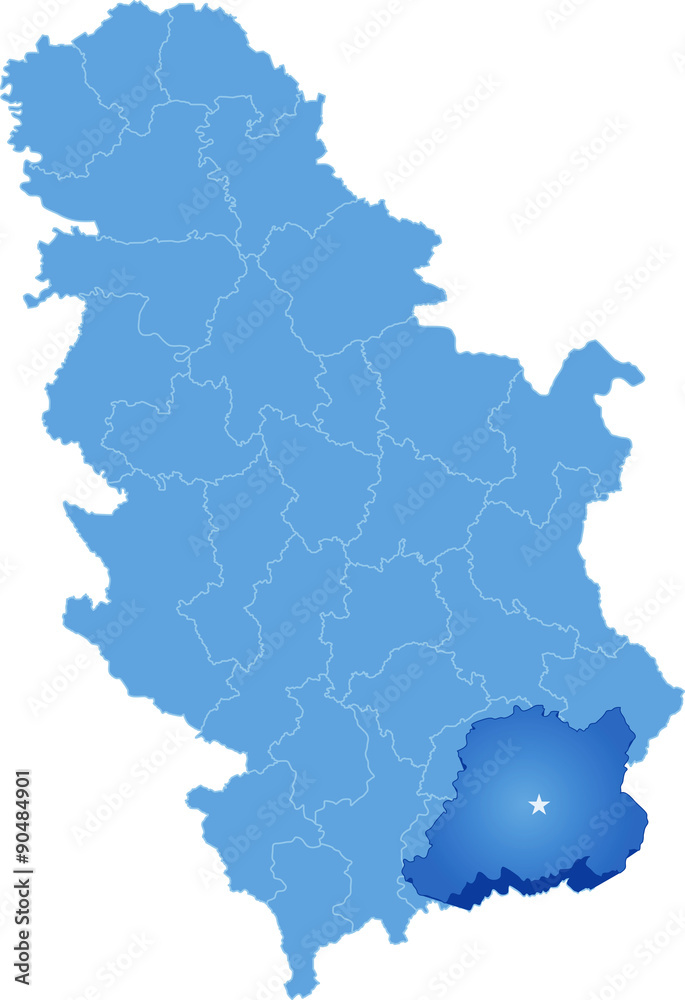 Map of Serbia, Subdivision Pcinja District Map of Serbia, Subdivision Pcinja District
