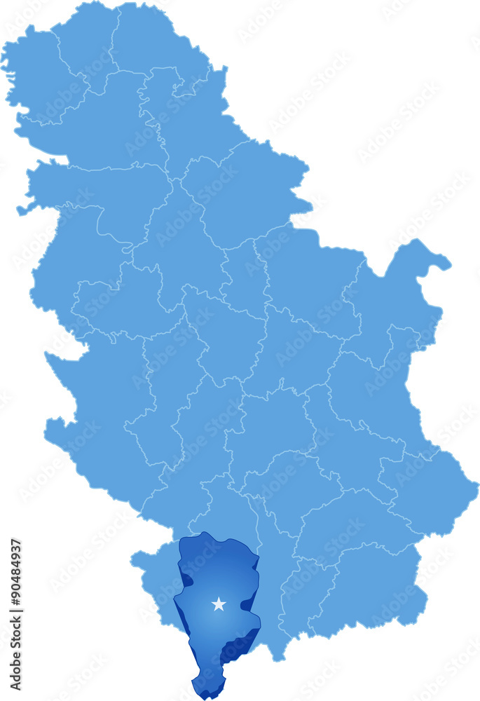 Map of Serbia, Subdivision Prizren District
