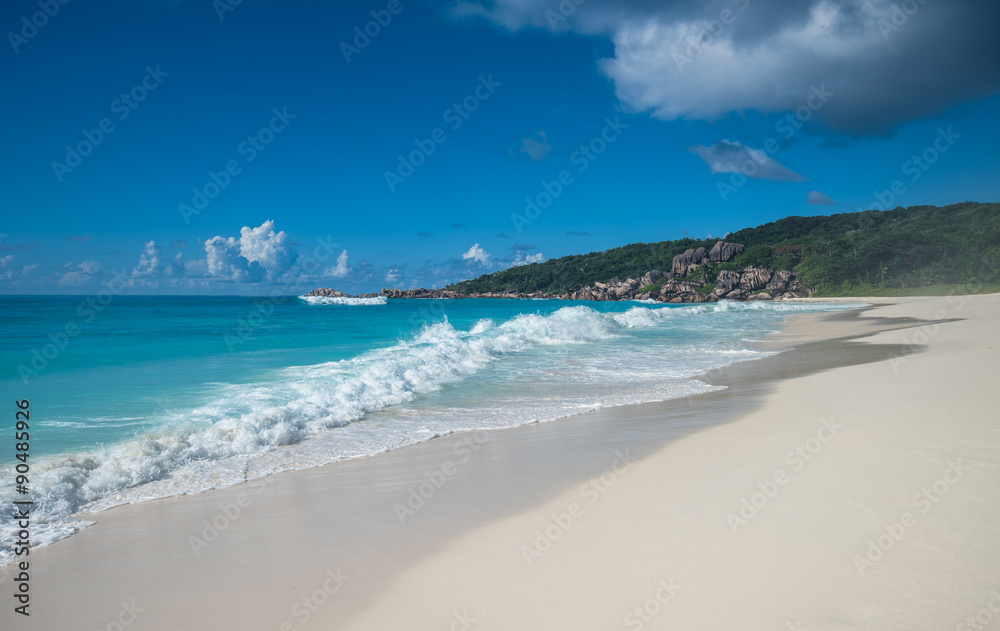 Grand Anse tropical beach, La Digue island, Seychelles