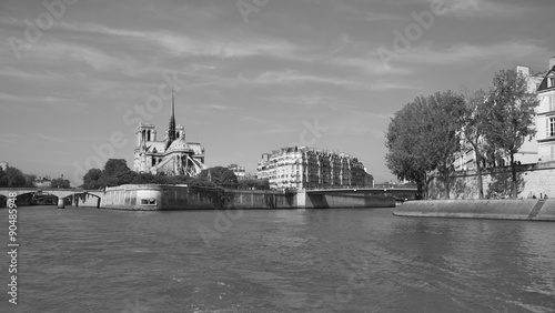 Quay of river Seine in Paris with buildings
