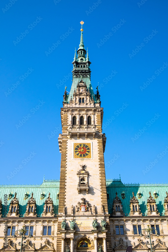 The beautiful townhall of Hamburg in northern Germany