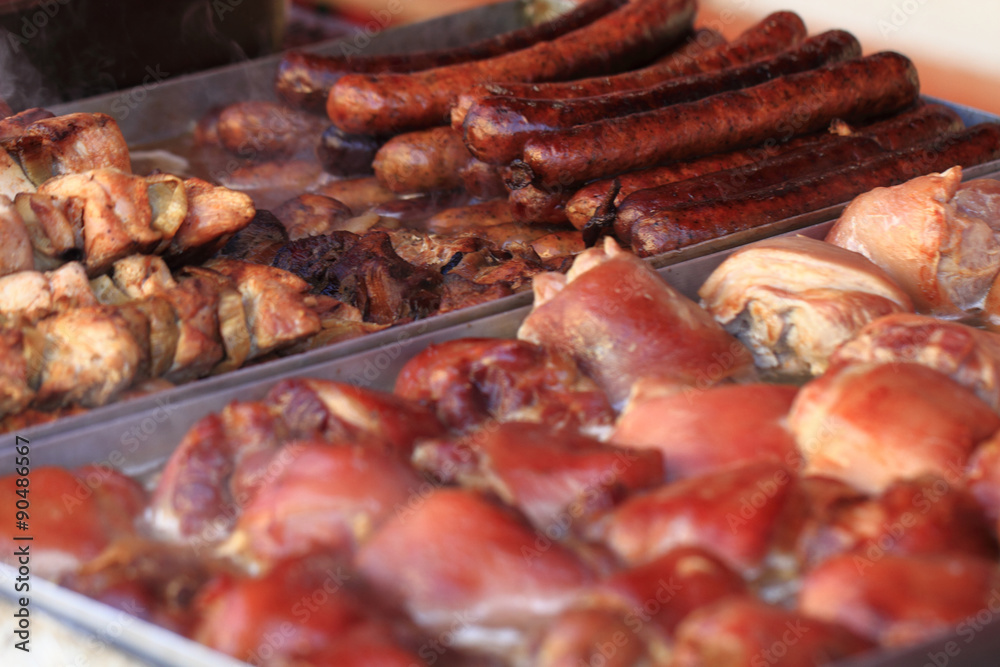 grilled meat and sausages
