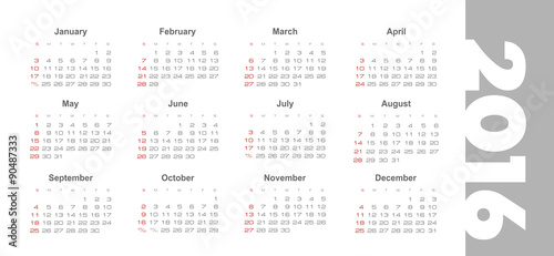 Simple 2016 year vector calendar