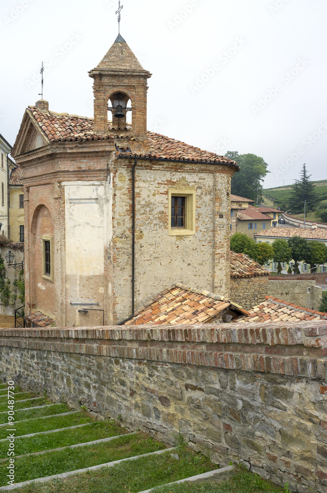 Monforte d'Alba: the village church. Color image