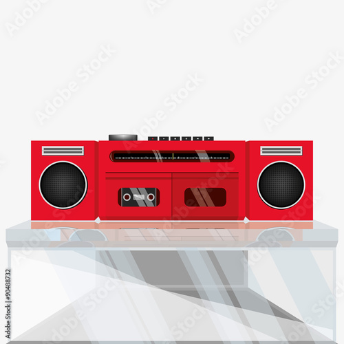 Retro stereo tape recorder, casette player, vector illustration